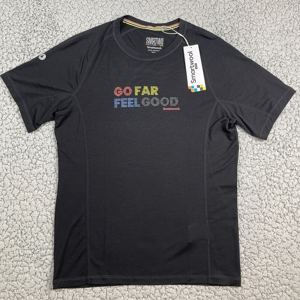 Smartwool Active Ultralite Shirt Men's XS Black Go Far Feel Good Short Sleeve